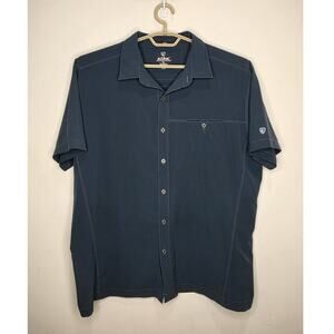 Kuhl navy blue short sleeve button down shirt - XL